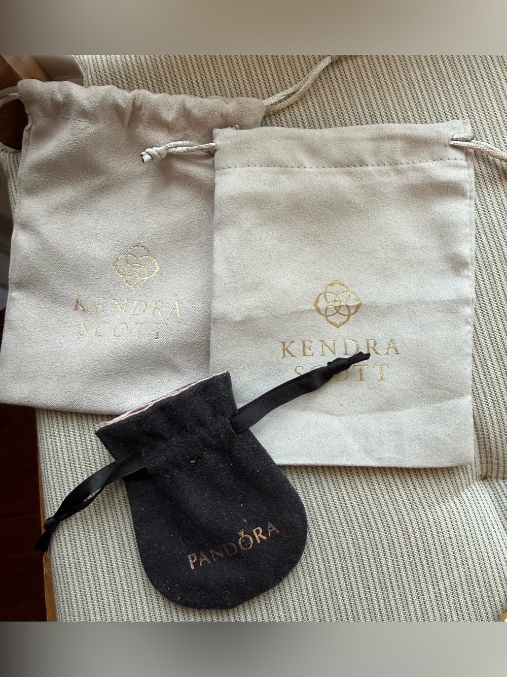 3 pc: Two Kendra Scott & one  Pandora Drawstring Pouch  Dust Bags for jewelry